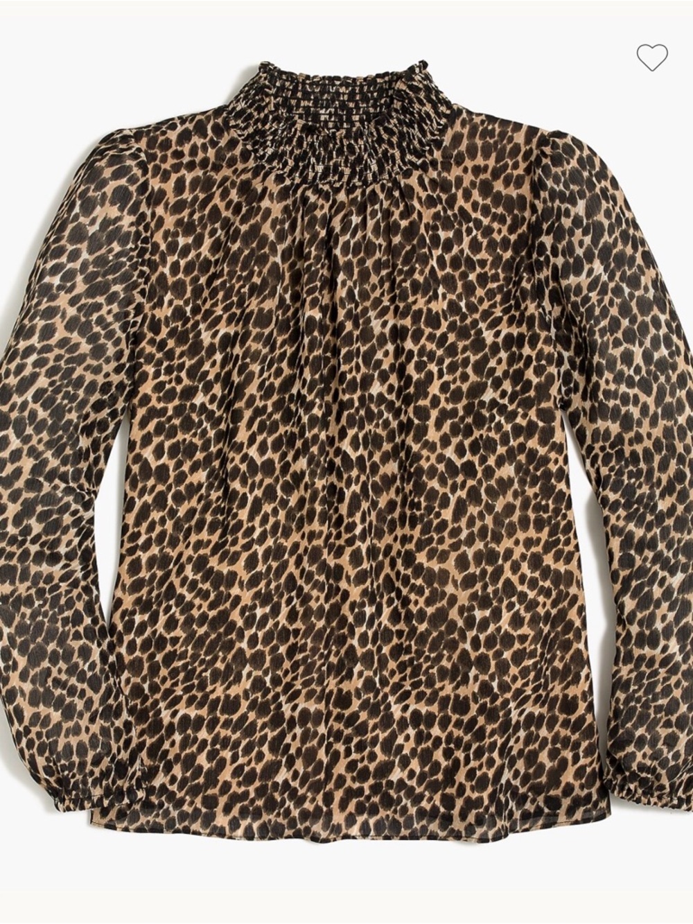 J. Crew Leopard Long Sleeve Mock Neck Blouse